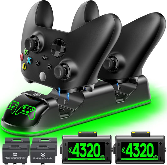 Estación de carga para controlador OIVO XSX con 2 paquetes de baterías recargables para controlador Xbox Series X/S/One/Elite/Core, base de carga Xbox, kit de carga, estación de carga para controlador Xbox 