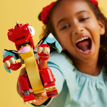 Jouet Dragon Rouge 3 en 1 LEGO Creator, se transforme de jouet Dragon en jouet Poisson en jouet Phénix, idée cadeau pour garçons et filles de 6 ans et plus, ensemble de jouets animaux pour enfants, 31145 