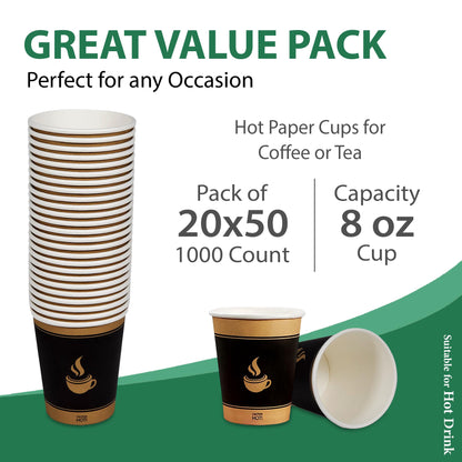 Gobelet en papier pour boissons chaudes Morning Dew (16 oz, 1000 unités), gobelets à café chauds à emporter, gobelets jetables pour boissons chaudes, gobelets en papier parfaits pour les restaurants et les cafés à emporter 