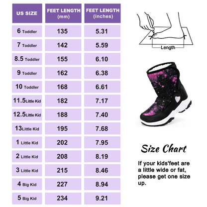 Girls Snow Boots Water-Resistant Warm Fur Lined Anti-Slip Winter Boots for Toddler/Little Kid/Big Kid