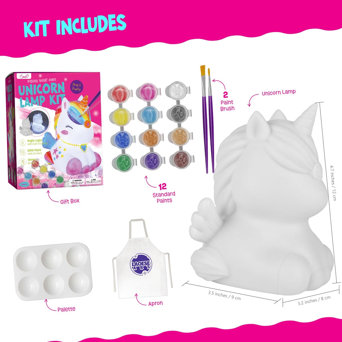 Paint Your Own Cat Lamp Kit, Art Supplies Arts & Crafts Kit, Painting kit for Kids 6-12, Arts and Crafts for Kids Ages 8-12, Toys Girls Boy Birthday Christmas Gift Ages 6 7 8 9 10 11 12+