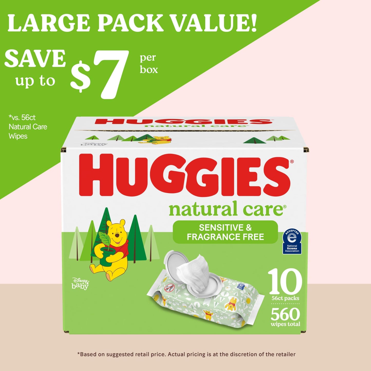 Huggies Natural Care Sensitive Baby Wipes, Unscented, Hypoallergenic, 99% Purified Water, 15 Flip-Top Packs (960 Wipes Total)