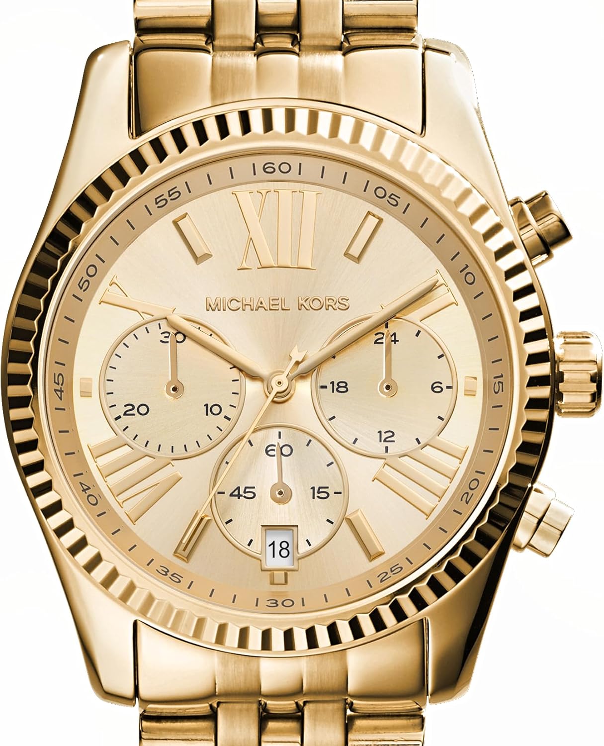 Montre chronographe Michael Kors Lexington pour femme en acier inoxydable doré (modèle : MK7378) 