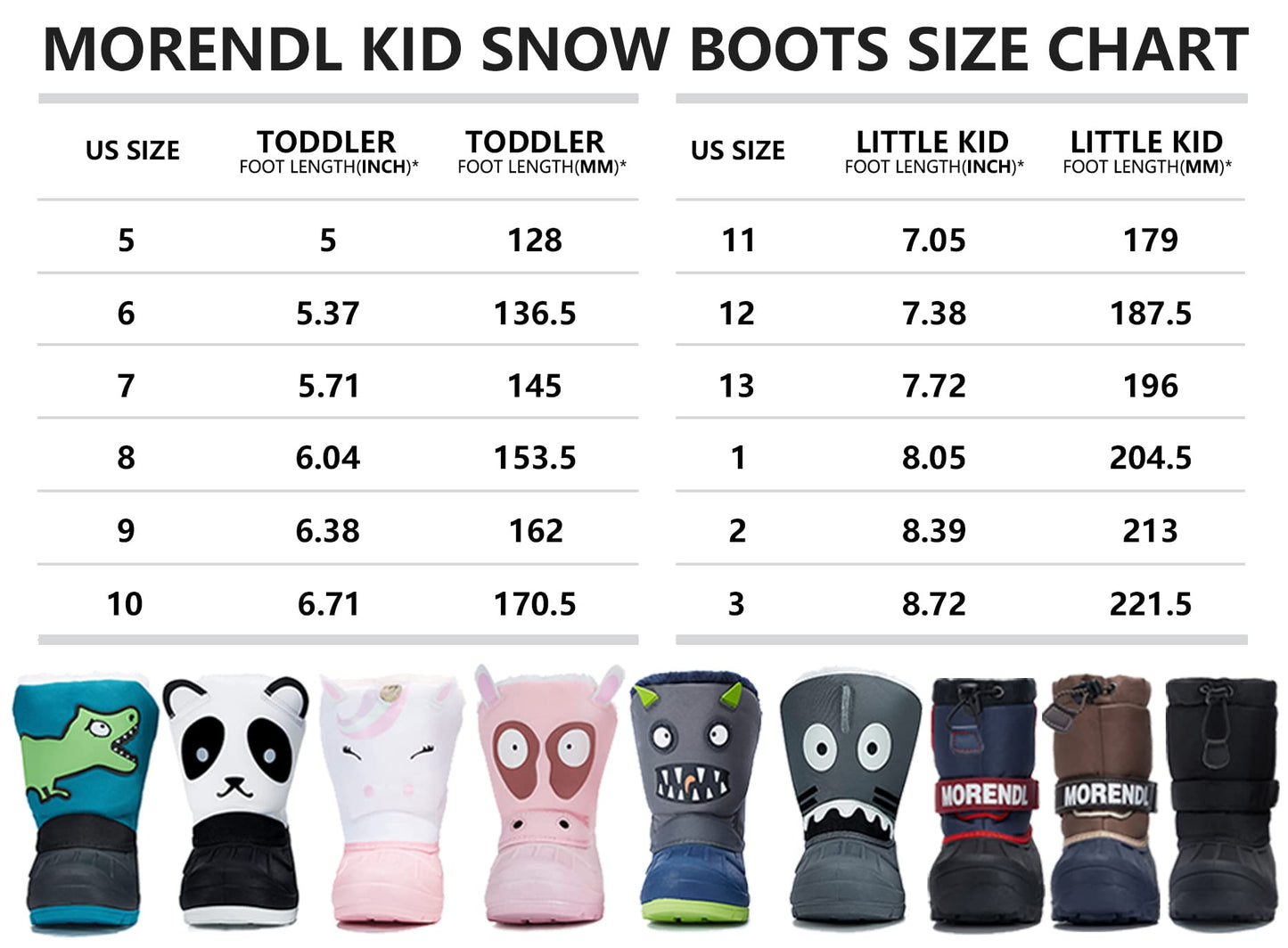 MORENDL Kids' Snow Boots Insulated Waterproof Fur Lined Warm Anti-Slip Winter Shoes for Boys and Girls Outdoor Walking(Toddler/Little Kid)