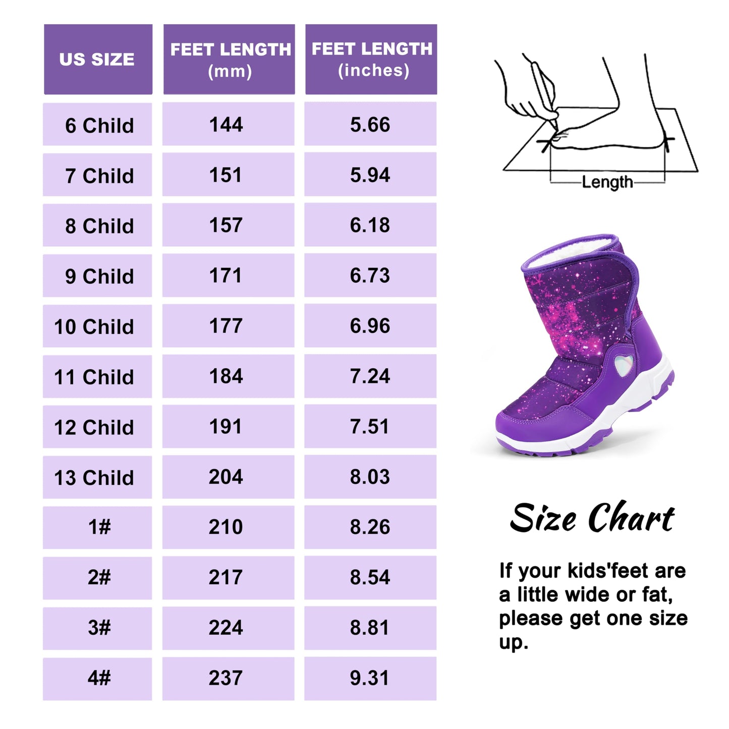 Girls Snow Boots Water-Resistant Warm Fur Lined Anti-Slip Winter Boots for Toddler/Little Kid/Big Kid