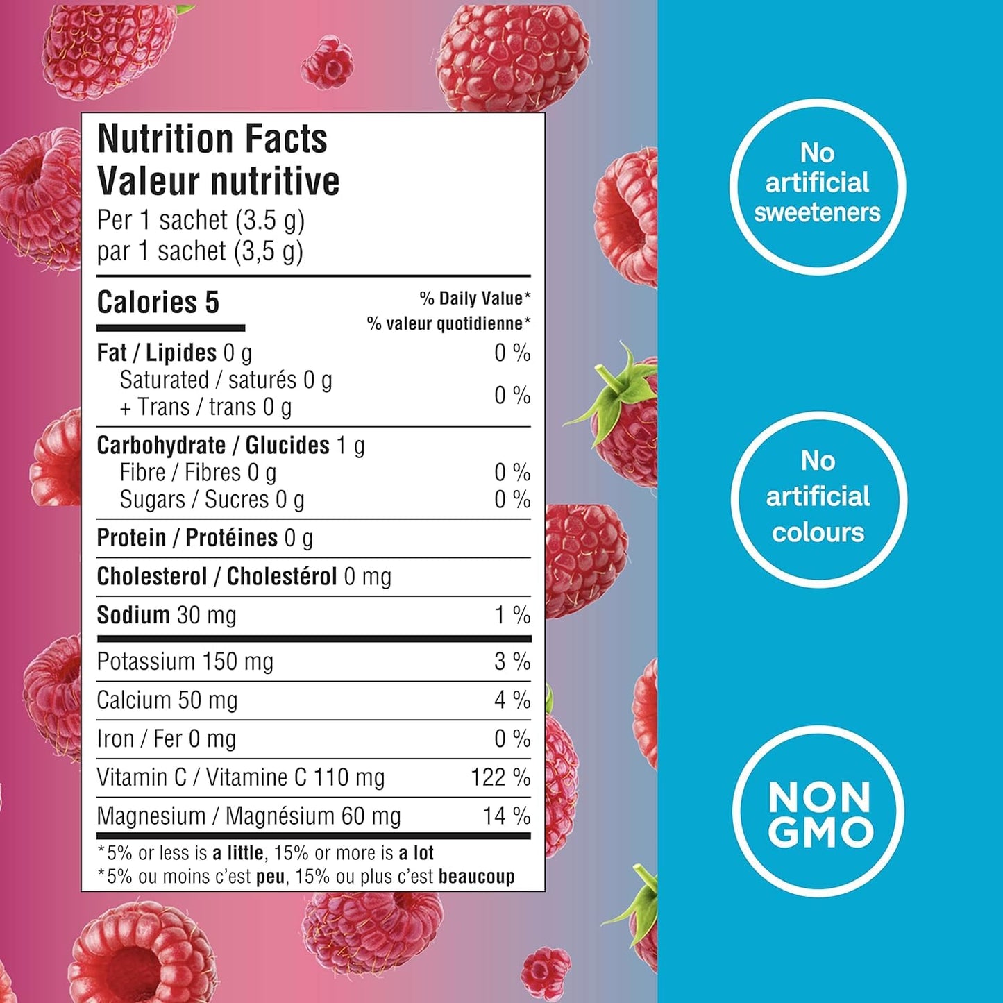 Poudre d'électrolytes Organika - Sachets de limonade rose - Hydratation sans sucre à emporter et réapprovisionnement en électrolytes avec prébiotiques et vitamine C 3,5 g x 20 ct 