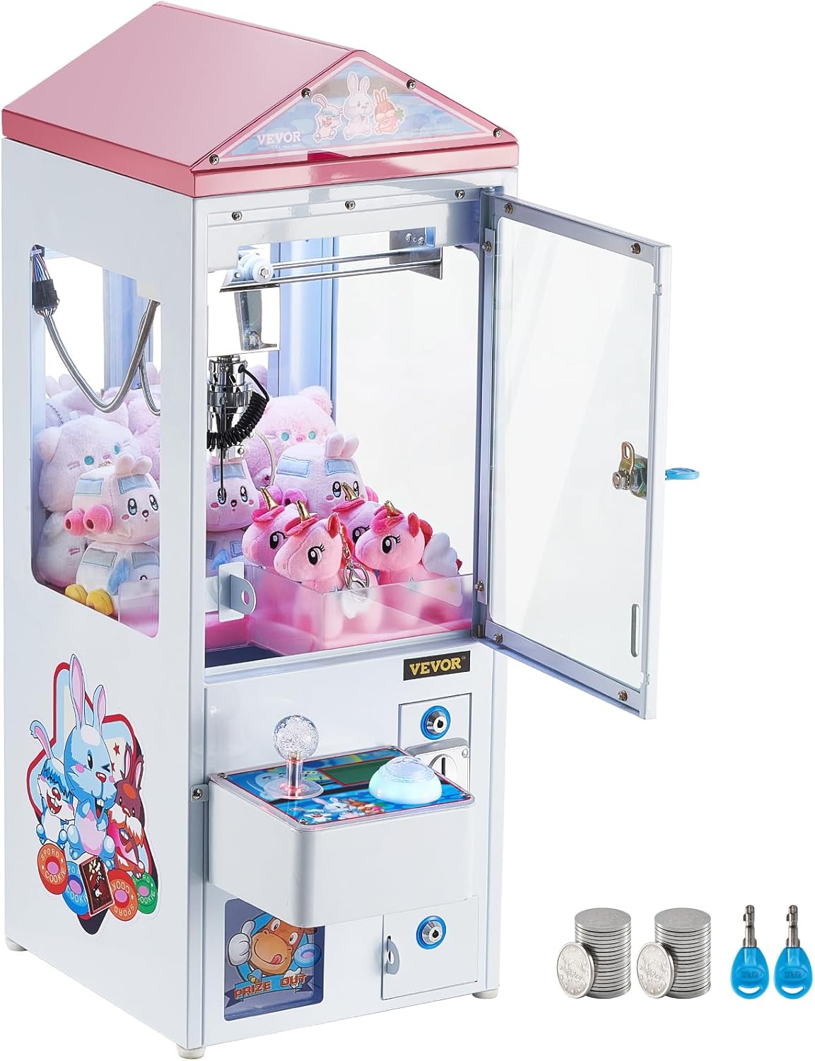 VEVOR Claw Machine, 0-3” Jaw Diameter 0-5” Jaw Lifting, Crane Prize Grabber Commercial Arcade Game Toys, Cool Fun Grab-and-Win Machine w/Light and Sound, Dispenser Vending Toy for Kids,Boys &Girls