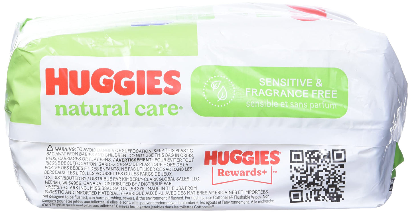 Huggies Natural Care Sensitive Baby Wipes, Unscented, Hypoallergenic, 99% Purified Water, 15 Flip-Top Packs (960 Wipes Total)