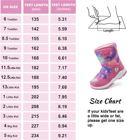 Girls Snow Boots Water-Resistant Warm Fur Lined Anti-Slip Winter Boots for Toddler/Little Kid/Big Kid