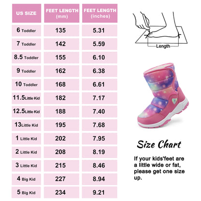 Girls Snow Boots Water-Resistant Warm Fur Lined Anti-Slip Winter Boots for Toddler/Little Kid/Big Kid