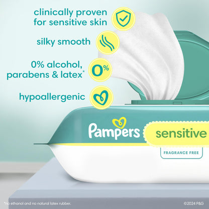 Pampers Baby Wipes Sensitive Perfume Free 12X Pop-Top Packs 1008 Count