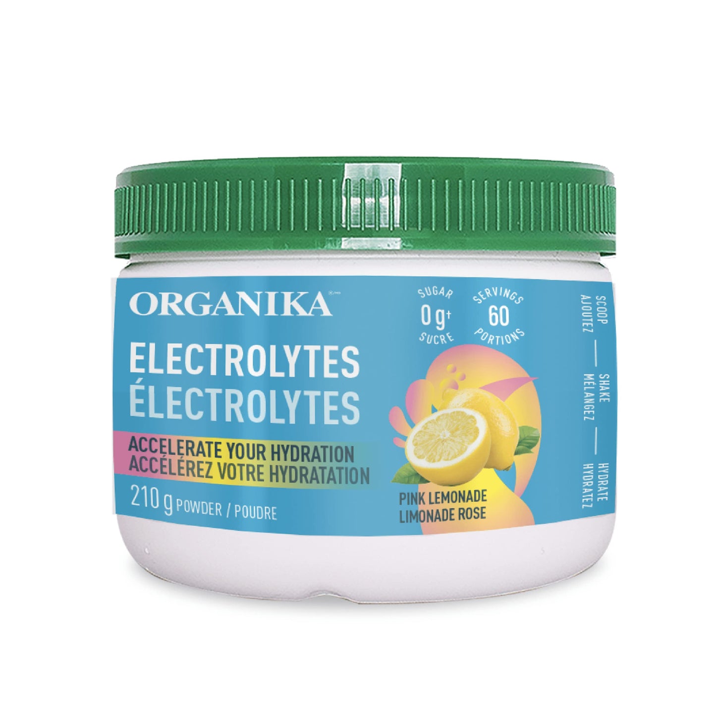 Poudre d'électrolytes Organika - Sachets de limonade rose - Hydratation sans sucre à emporter et réapprovisionnement en électrolytes avec prébiotiques et vitamine C 3,5 g x 20 ct 