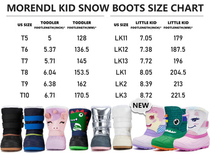 MORENDL Kids' Snow Boots Insulated Waterproof Fur Lined Warm Anti-Slip Winter Shoes for Boys and Girls Outdoor Walking(Toddler/Little Kid)