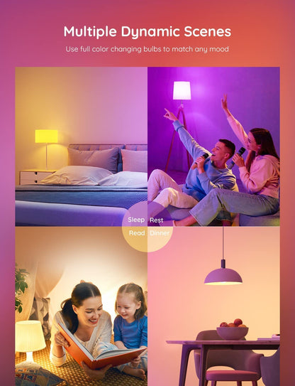 Govee Smart Light Bulbs, WiFi & Bluetooth Color Changing Light Bulbs, Music Sync, 16 Million DIY Colors RGBWW Color Lights Bulb, Work with Alexa, Google Assistant & Govee Home App, 2 Pack