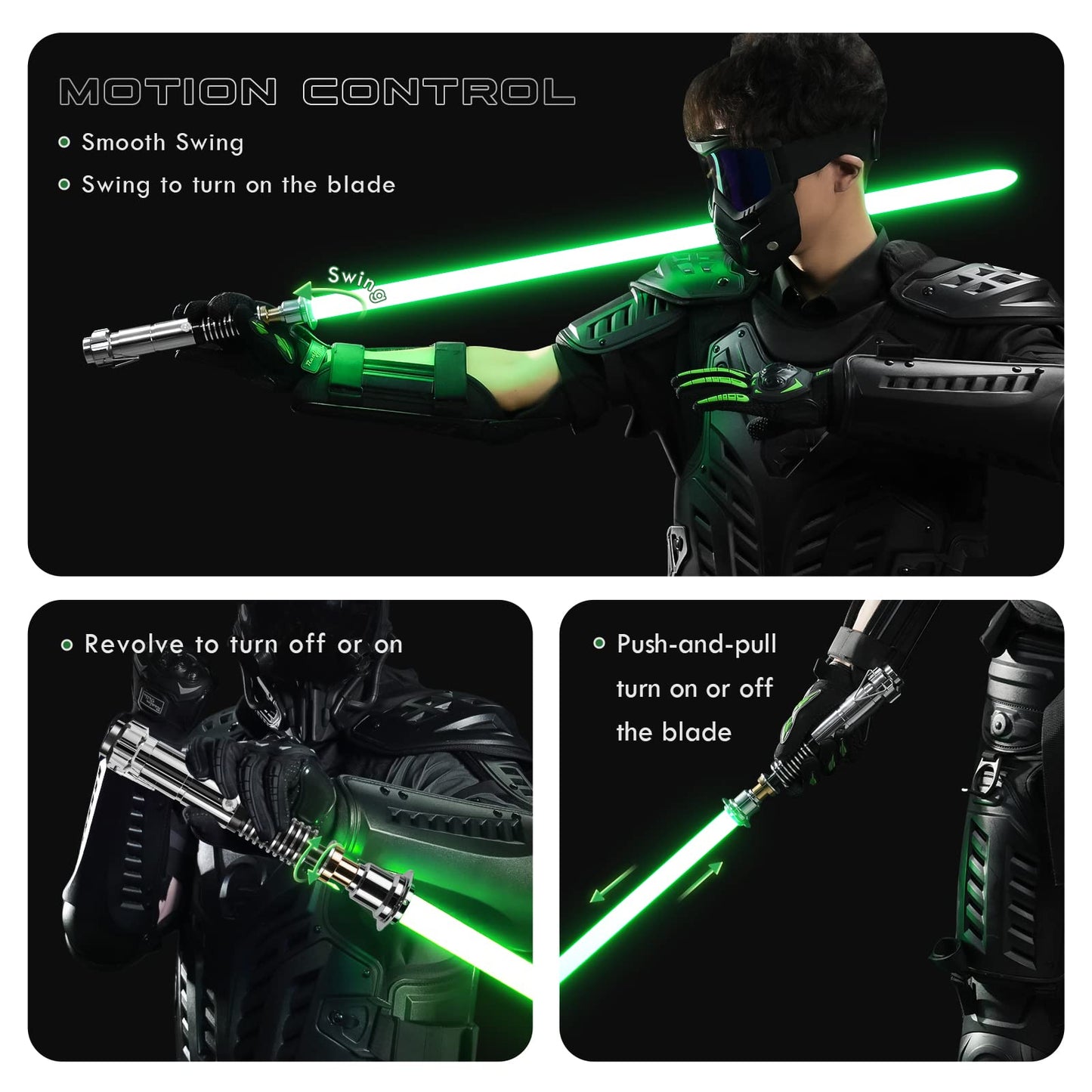 Sabre laser CVCBSER Smooth Swing Dueling, contrôle de mouvement, 12 polices sonores avec changement de couleur infini 16RGB, sabre laser à poignée en métal de qualité supérieure pour adultes et garçons, cadeau (polices RGB-X-12) 