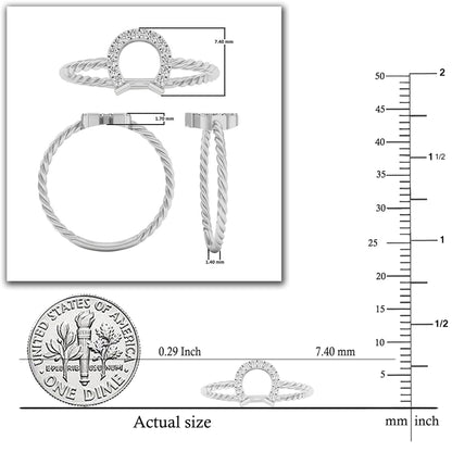 Bague pour femme avec tige torsadée en forme de fer à cheval et diamant blanc rond de la collection Dazzlingrock (0,07 ct, couleur IJ, pureté I2-I3), or 10 carats 