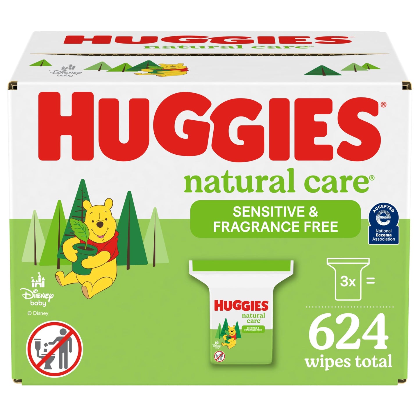 Huggies Natural Care Sensitive Baby Wipes, Unscented, Hypoallergenic, 99% Purified Water, 15 Flip-Top Packs (960 Wipes Total)