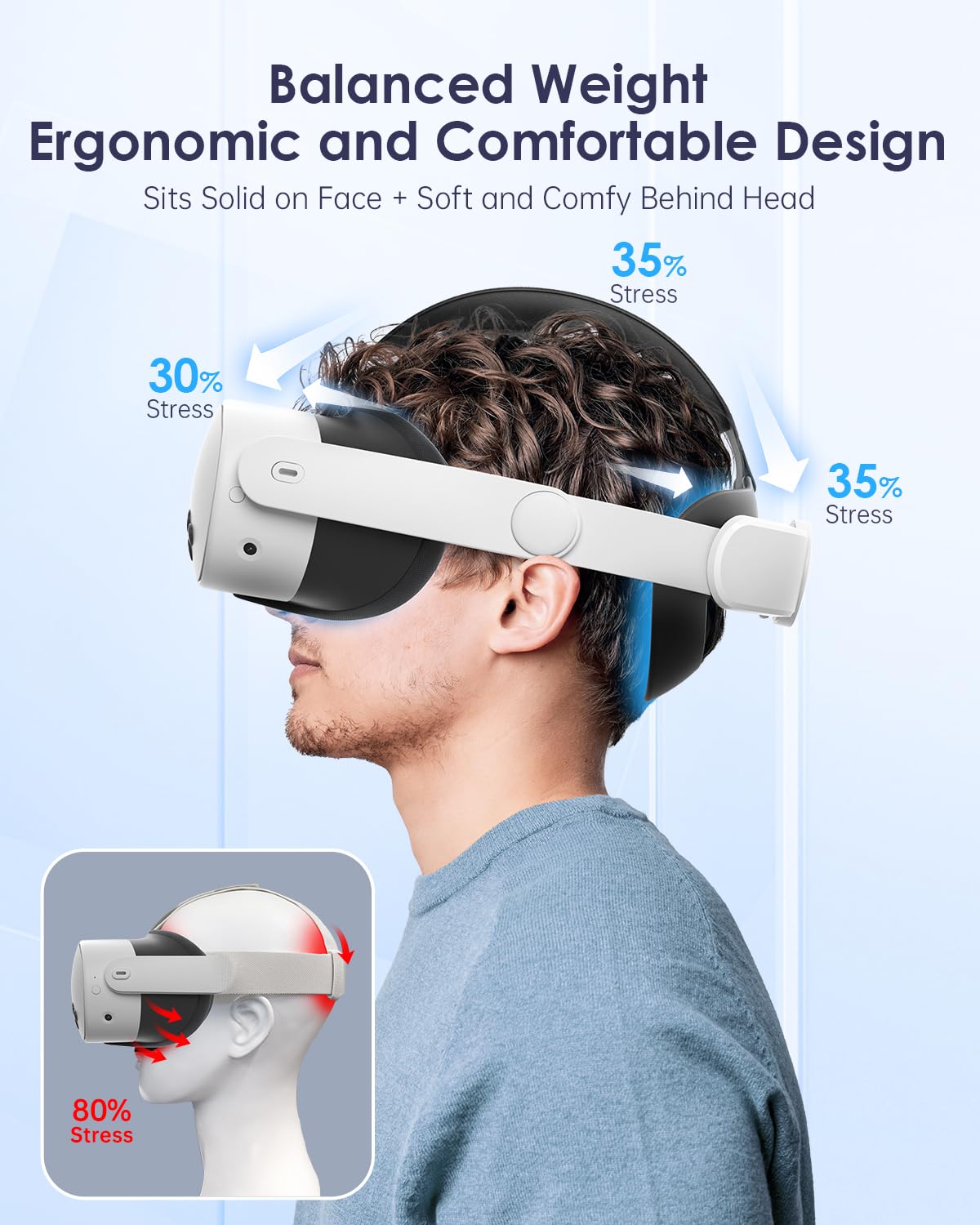 Maecker vr Headstrap Compatible for Meta Quest 3S for Meta Quest 3 Head Strap for Oculus Quest 3S/3 Accessories Comfortable Stable Elite Strap Replacement