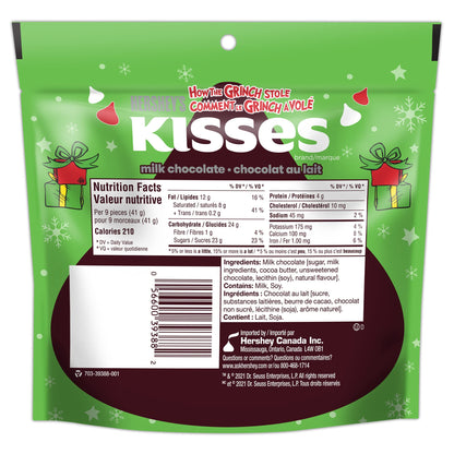 Bonbons de Noël et de fêtes au chocolat chaud KISSES de Hershey's, 180 g 