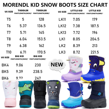 MORENDL Kids' Snow Boots Insulated Waterproof Fur Lined Warm Anti-Slip Winter Shoes for Boys and Girls Outdoor Walking(Toddler/Little Kid)