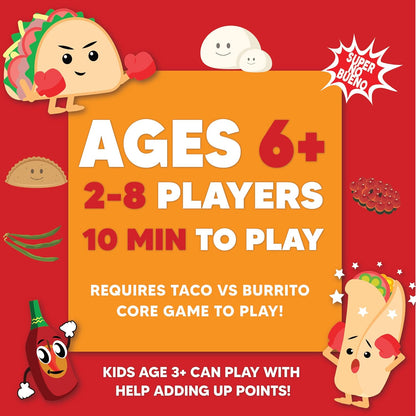 Taco vs Burrito Foodie Edition Expansion Pack - Requires Core Game to Play - Card Game Created by a 7-Year-Old and Perfect for Families, Friends, Adults, Teens & Kids