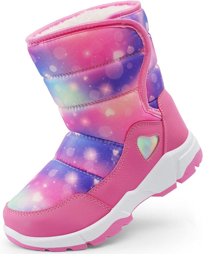 Girls Snow Boots Water-Resistant Warm Fur Lined Anti-Slip Winter Boots for Toddler/Little Kid/Big Kid