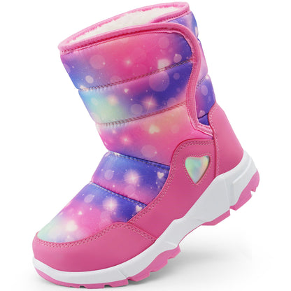 Girls Snow Boots Water-Resistant Warm Fur Lined Anti-Slip Winter Boots for Toddler/Little Kid/Big Kid