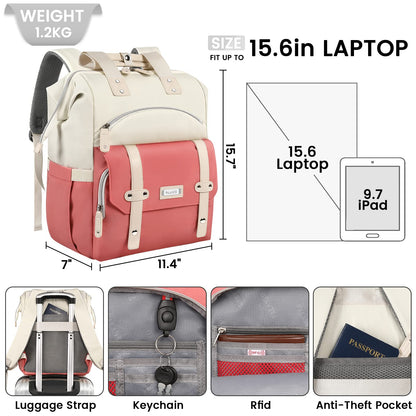 Laptop Backpack for Women,College Work Teacher backpack for 15.6 Inch laptop with USB Charging Port,Travel Anti Theft Laptops Backpack RFID Anti Theft, School Shoulder Purse Bags