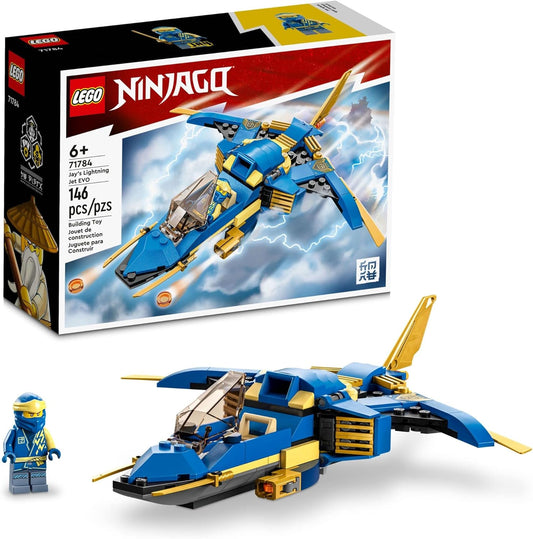 LEGO NINJAGO Jay's Lightning Jet EVO 71784, avion jouet évolutif, ensemble de construction d'avion ninja, idée de cadeau d'anniversaire à collectionner pour enfants, garçons et filles de 7 ans et plus 