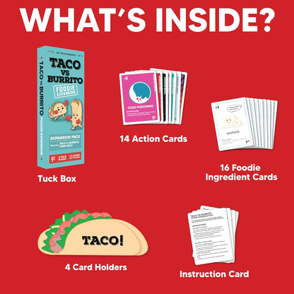 Taco vs Burrito Foodie Edition Expansion Pack - Requires Core Game to Play - Card Game Created by a 7-Year-Old and Perfect for Families, Friends, Adults, Teens & Kids