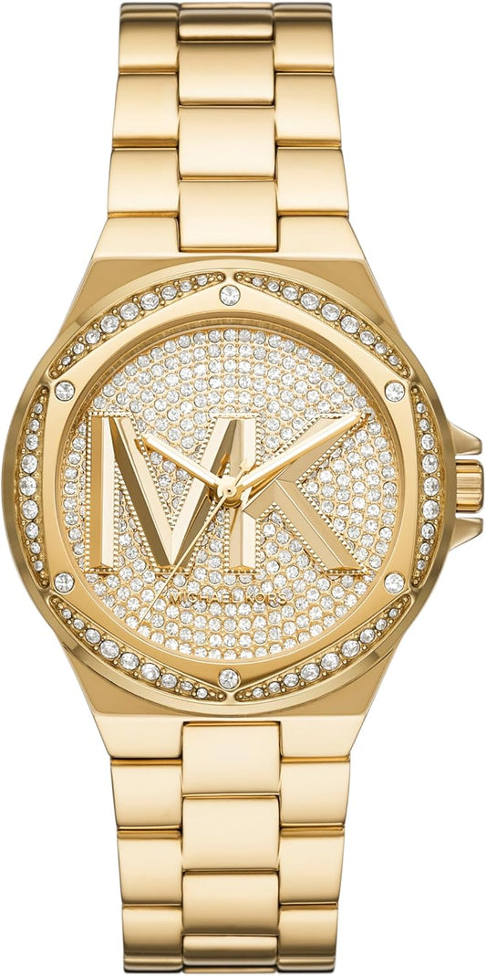 Montre Michael Kors Lennox à trois aiguilles en acier inoxydable, cadran avec logo doré, taille unique, MK7229 - Montre-bracelet à 3 aiguilles Lennox 