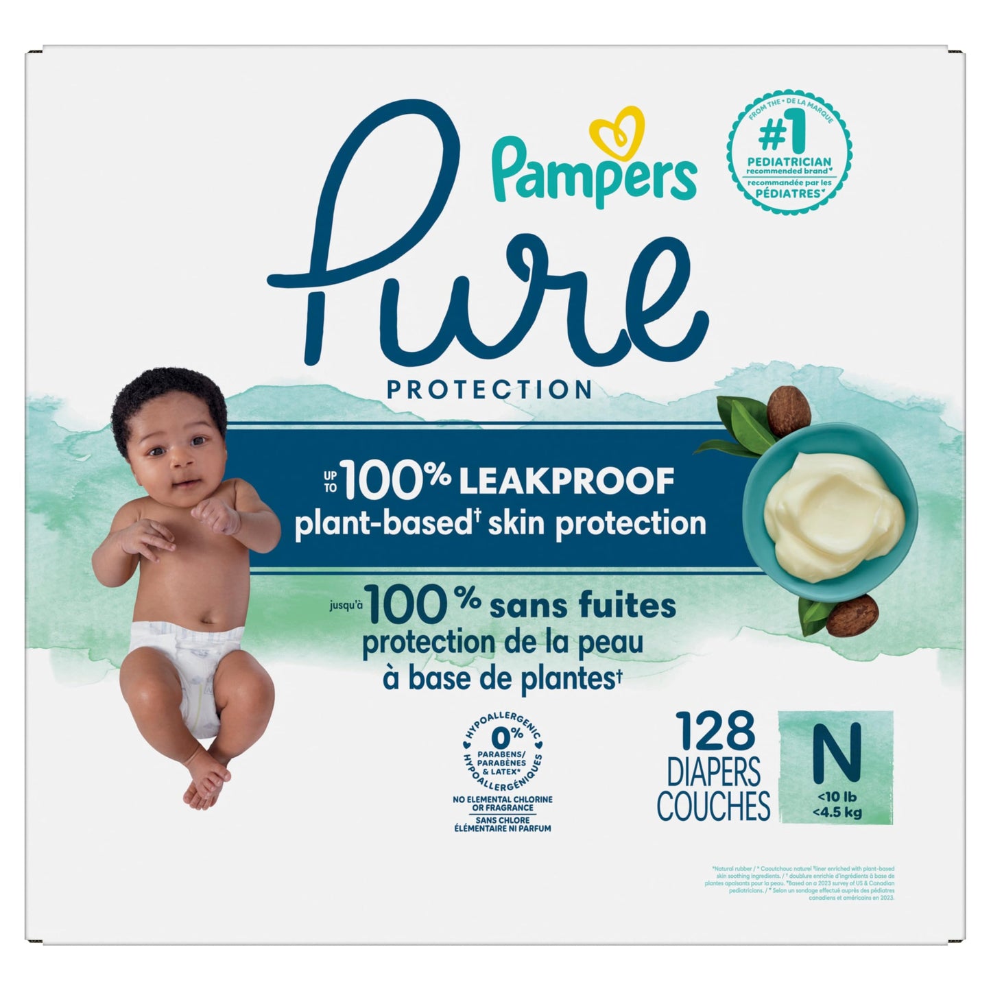 Pañales desechables para bebé hipoalergénicos y sin fragancia, tamaño 1, 198 unidades, Pampers Pure Protection 