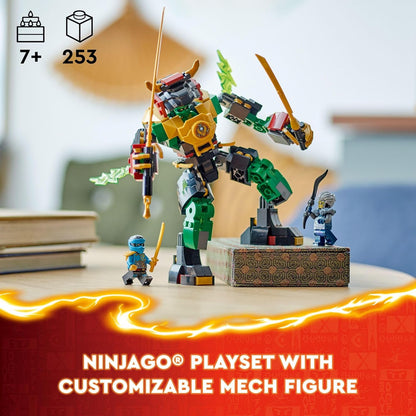 LEGO NINJAGO Lloyd's Elemental Power Mech Jouet de combat personnalisable avec 3 figurines d'action Ninja, ensemble de jeu d'aventure pour garçons et filles, idée cadeau Ninja pour les enfants de 7 ans et plus, 71817 