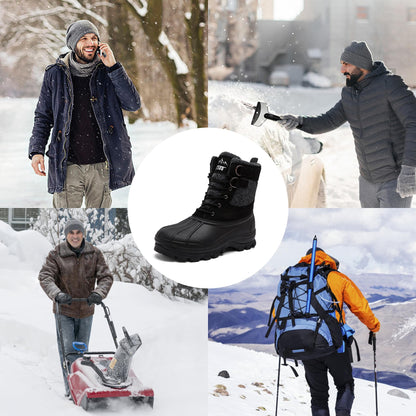 Bottes de neige pour hommes Bottes d'hiver imperméables Chaussures d'extérieur isolées pour hommes par temps froid 