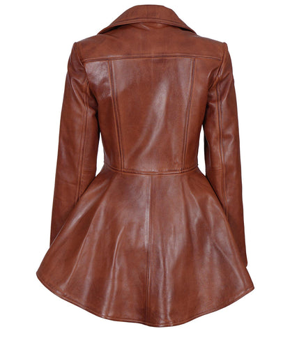 Decrum Leather Jacket For Women - Real Lambskin Casual Peplum Asymmetrical Style Womens Leather Jackets