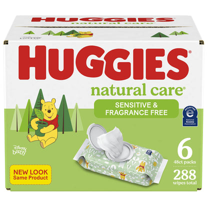 Huggies Natural Care Sensitive Baby Wipes, Unscented, Hypoallergenic, 99% Purified Water, 15 Flip-Top Packs (960 Wipes Total)