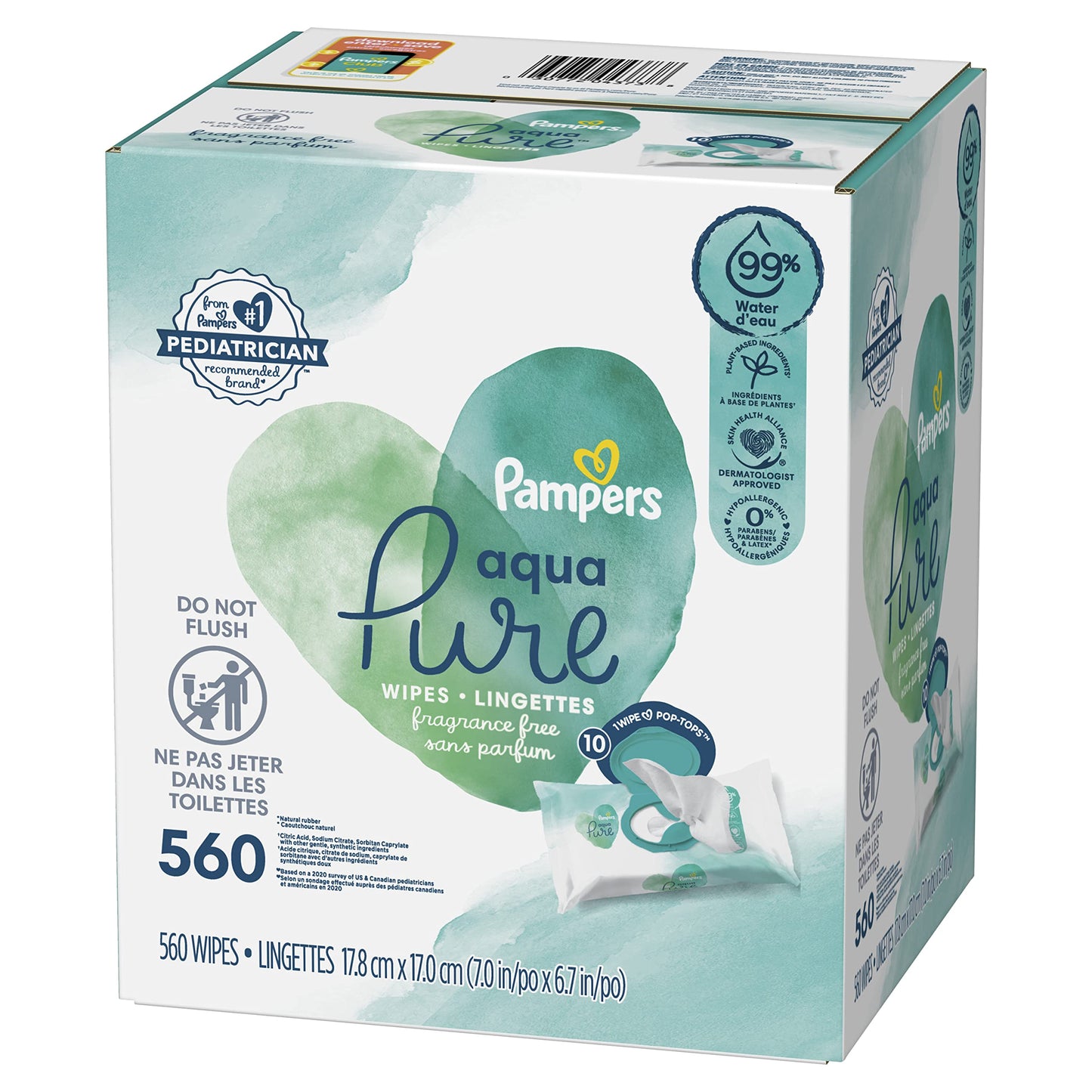 Pampers Aqua Pure Sensitive Baby Wipes 6X Pop-Top 336 Count