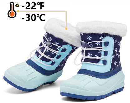 MORENDL Kids' Snow Boots Insulated Waterproof Fur Lined Warm Anti-Slip Winter Shoes for Boys and Girls Outdoor Walking(Toddler/Little Kid)