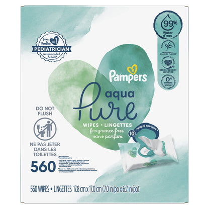 Pampers Aqua Pure Sensitive Baby Wipes 6X Pop-Top 336 Count