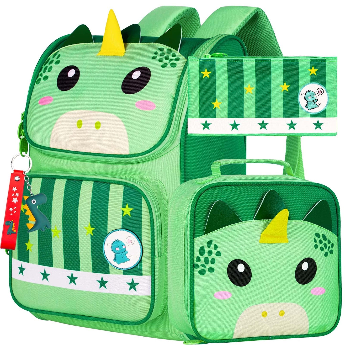 Lot de 3 sacs à dos à paillettes pour filles, sac à dos avec boîte à lunch, sac d'école maternelle pour enfants de 15 pouces pour élèves du primaire et du tout-petit - Koala vert 