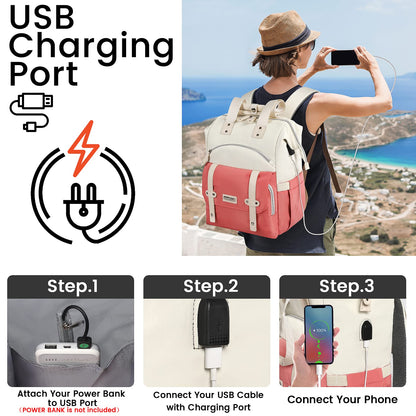 Laptop Backpack for Women,College Work Teacher backpack for 15.6 Inch laptop with USB Charging Port,Travel Anti Theft Laptops Backpack RFID Anti Theft, School Shoulder Purse Bags