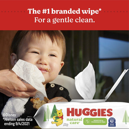 Huggies Natural Care Sensitive Baby Wipes, Unscented, Hypoallergenic, 99% Purified Water, 15 Flip-Top Packs (960 Wipes Total)