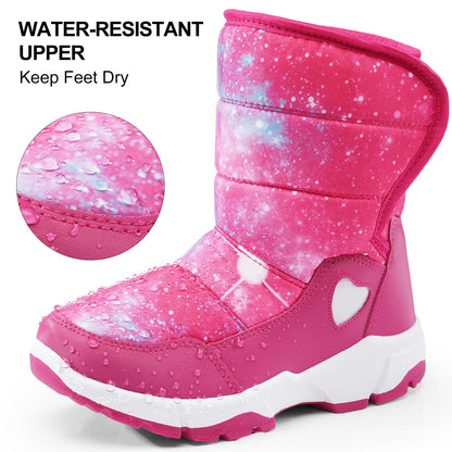 Girls Snow Boots Water-Resistant Warm Fur Lined Anti-Slip Winter Boots for Toddler/Little Kid/Big Kid