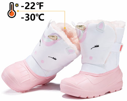 MORENDL Kids' Snow Boots Insulated Waterproof Fur Lined Warm Anti-Slip Winter Shoes for Boys and Girls Outdoor Walking(Toddler/Little Kid)