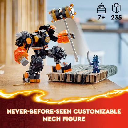 LEGO NINJAGO Cole's Elemental Earth Mech Mini Ninja Toy, jouet d'aventure avec figurines d'action personnalisables Cole et Wolf Warrior, cadeau Ninja pour garçons, filles et enfants de 7 ans et plus, 71806 