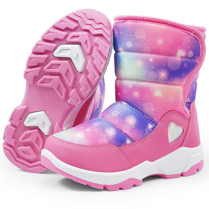 Girls Snow Boots Water-Resistant Warm Fur Lined Anti-Slip Winter Boots for Toddler/Little Kid/Big Kid