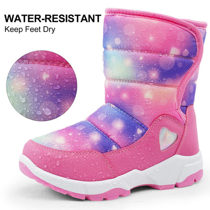 Girls Snow Boots Water-Resistant Warm Fur Lined Anti-Slip Winter Boots for Toddler/Little Kid/Big Kid