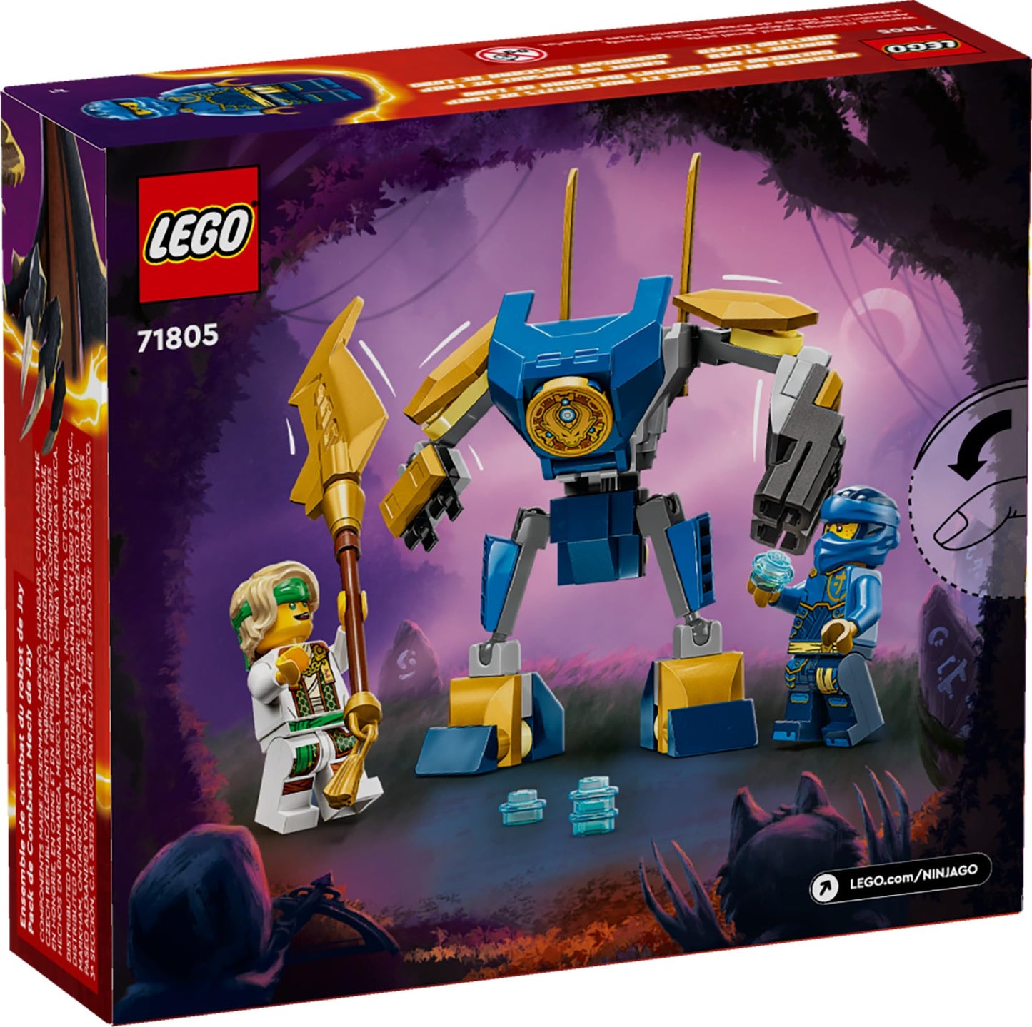 LEGO NINJAGO Coffret de jouets d'aventure Jay's Mech Battle Pack pour enfants, avec figurine Jay et figurine Mech, cadeau ninja créatif pour garçons et filles de 6 ans et plus, 71805 