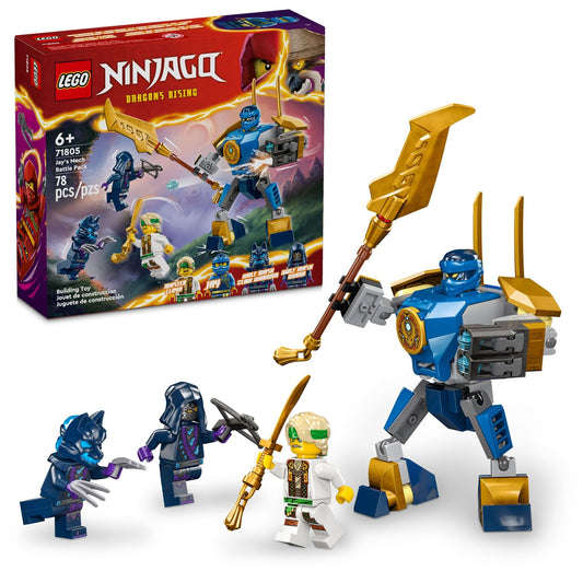 LEGO NINJAGO Coffret de jouets d'aventure Jay's Mech Battle Pack pour enfants, avec figurine Jay et figurine Mech, cadeau ninja créatif pour garçons et filles de 6 ans et plus, 71805 