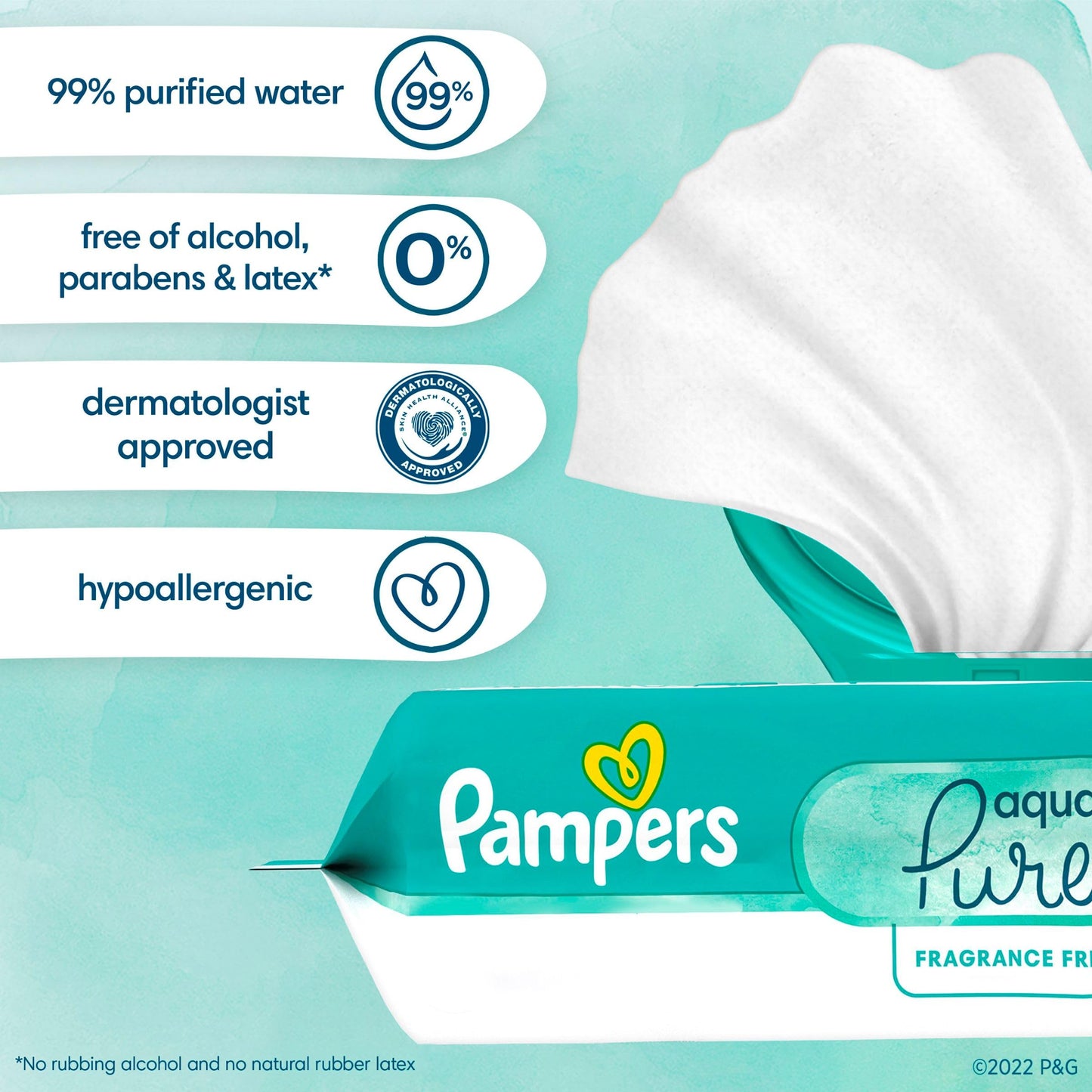 Pampers Aqua Pure Sensitive Baby Wipes 6X Pop-Top 336 Count